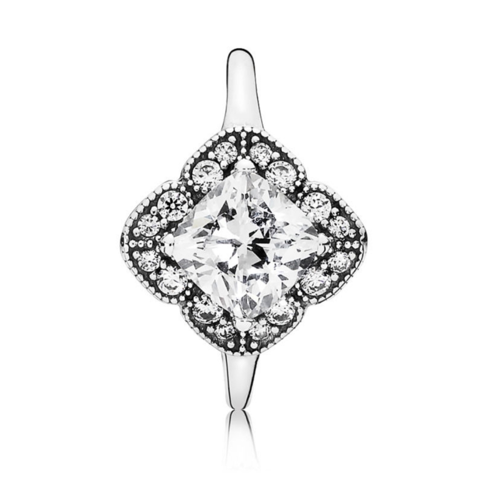 Auth Pandora crystallized floral fancy ring size 5 - Picture 4 of 5